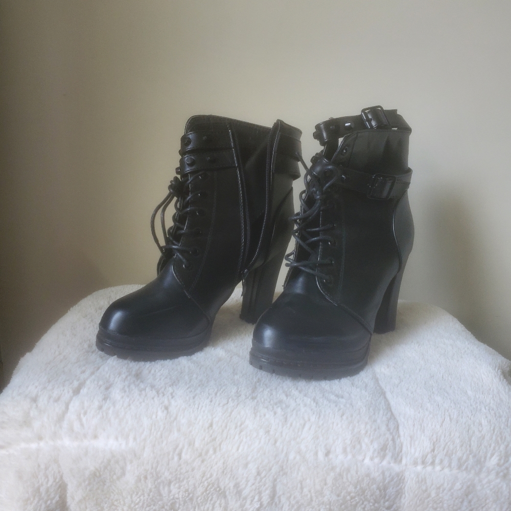 Black platform boots
